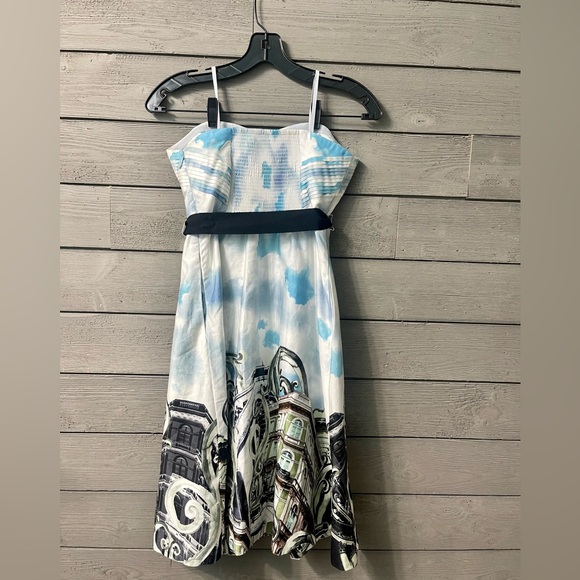Moulinette Soeurs Anthropologie Skyward Paris City Print Strapless Dress Sz 2 - Picture 4 of 15
